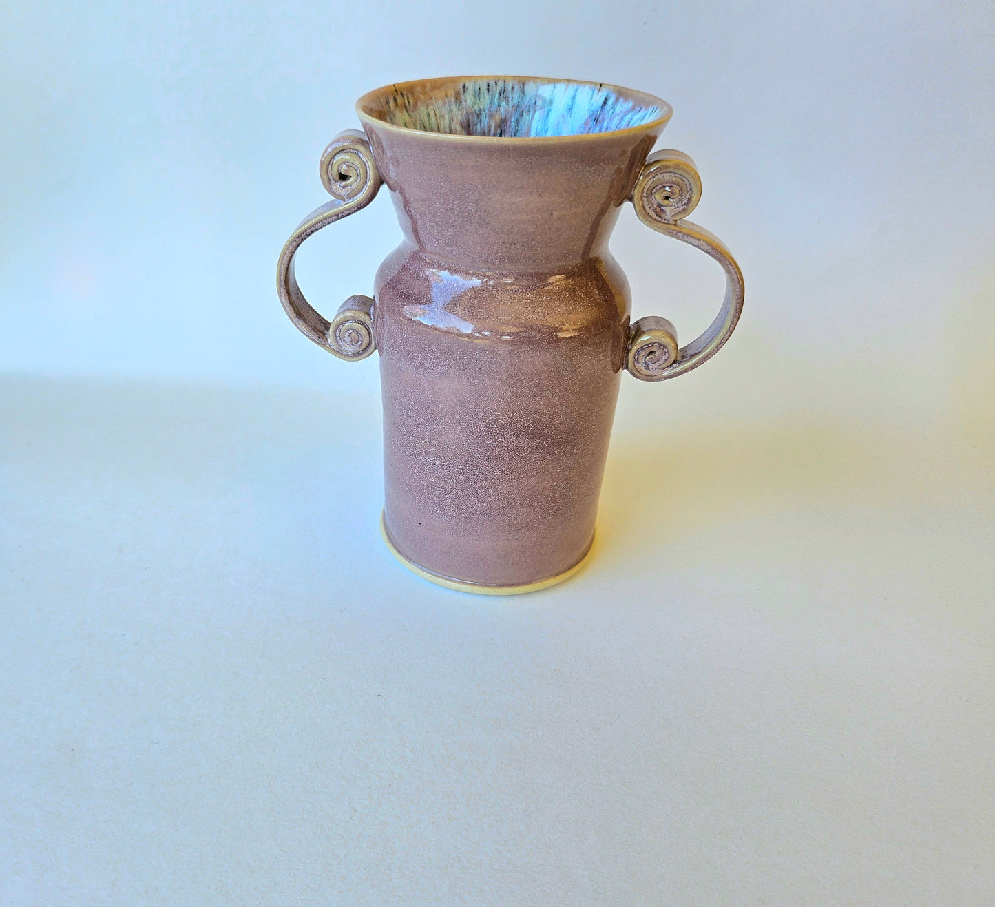 Spiral Handle Vase - Rose Quartz