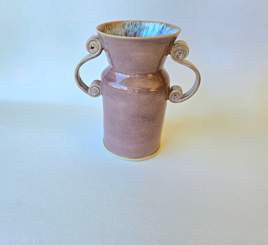 Spiral Handle Vase - Rose Quartz