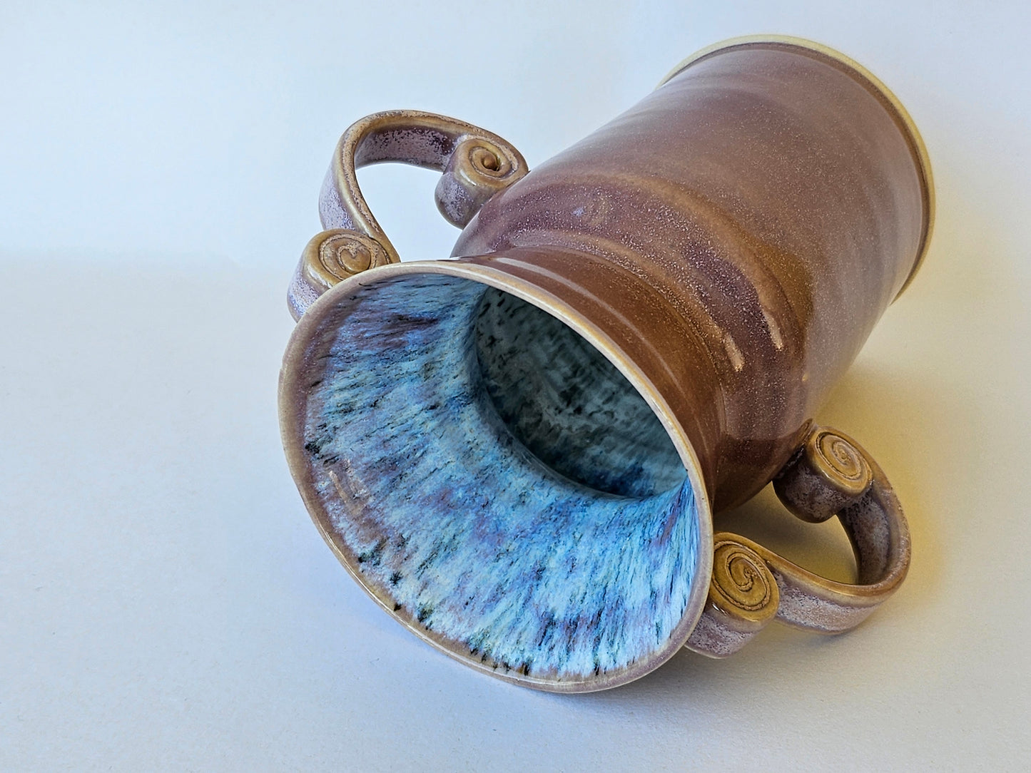 Spiral Handle Vase - Rose Quartz