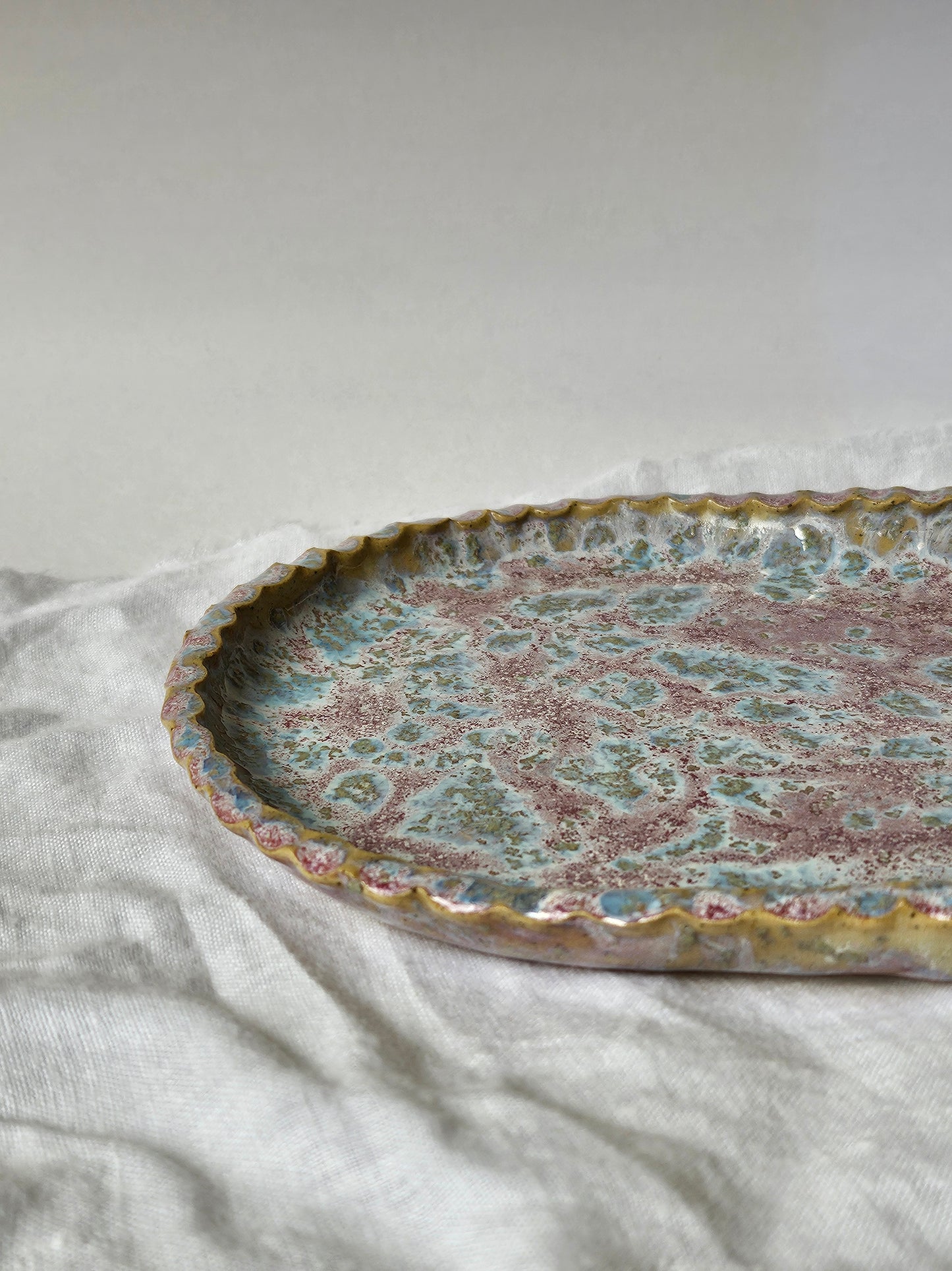 Pink & Jade Speckled Trinket Set