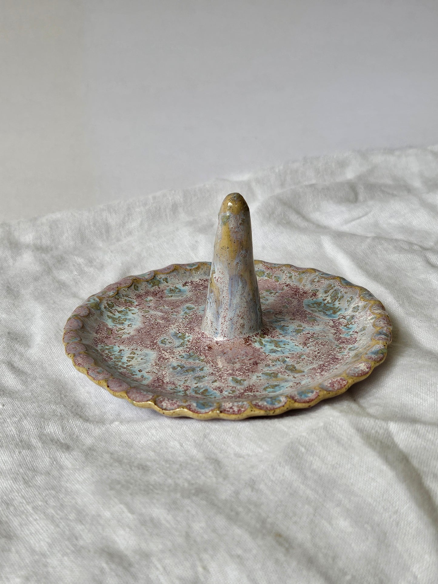 Pink & Jade Speckled Trinket Set