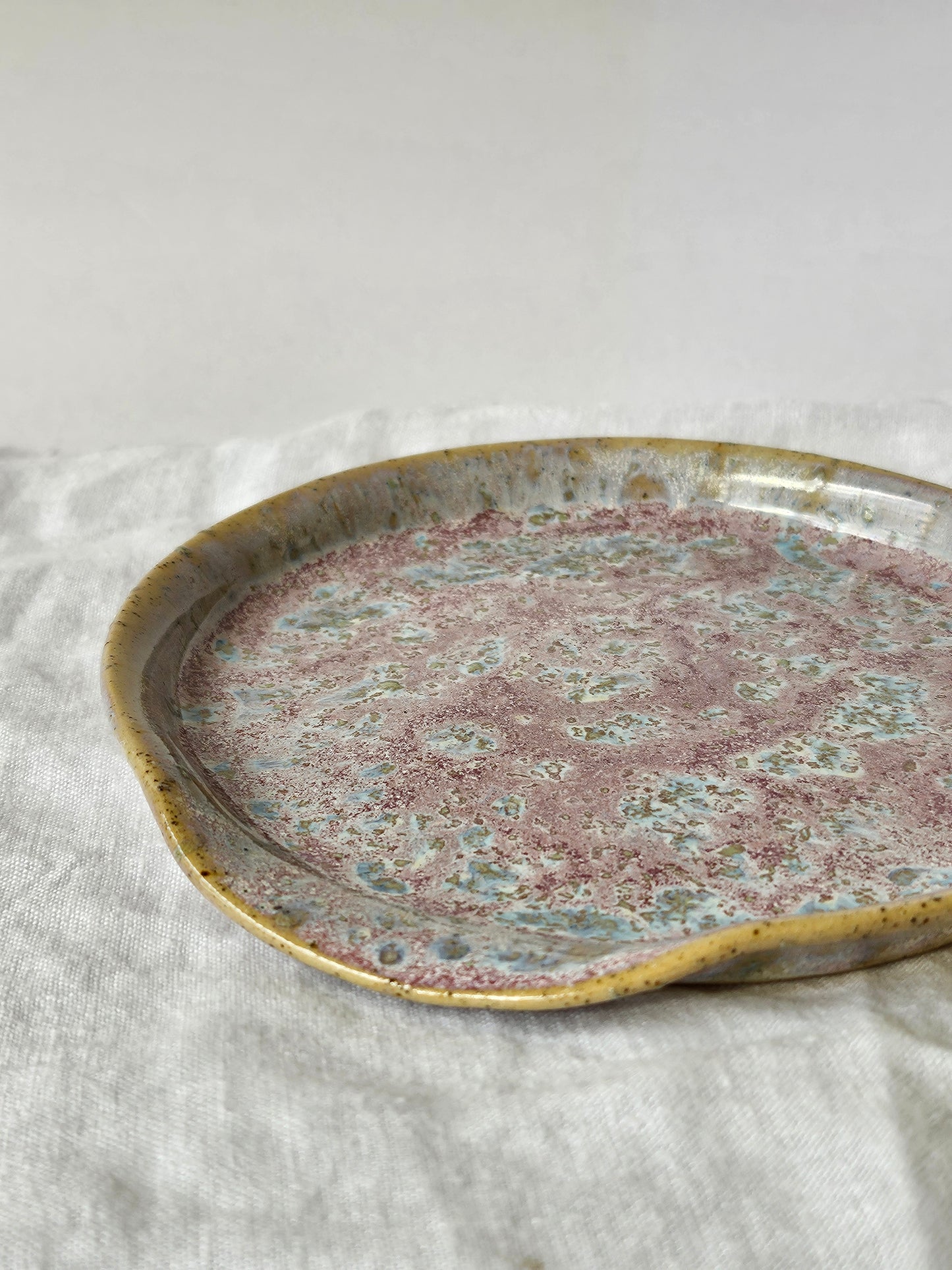 Pink & Jade Speckled Spoon Rest
