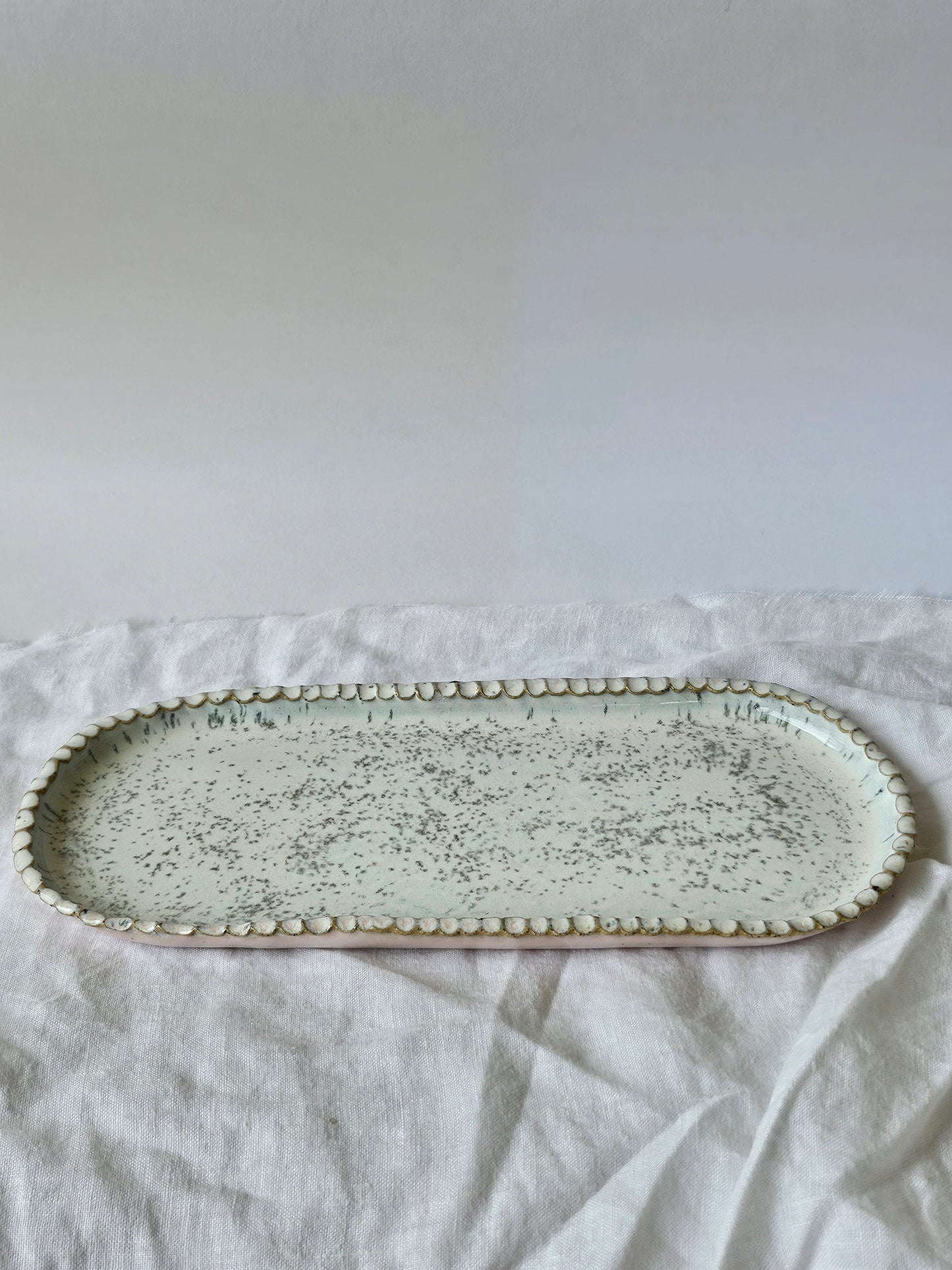 Small White Speckled Platter