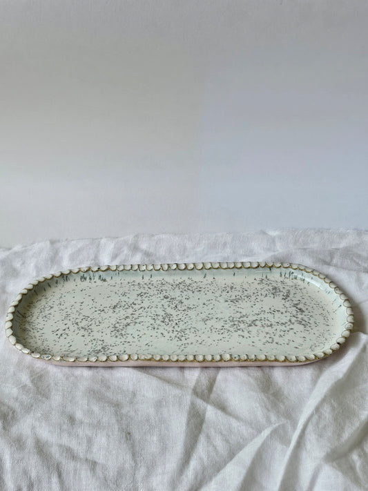 Small White Speckled Platter