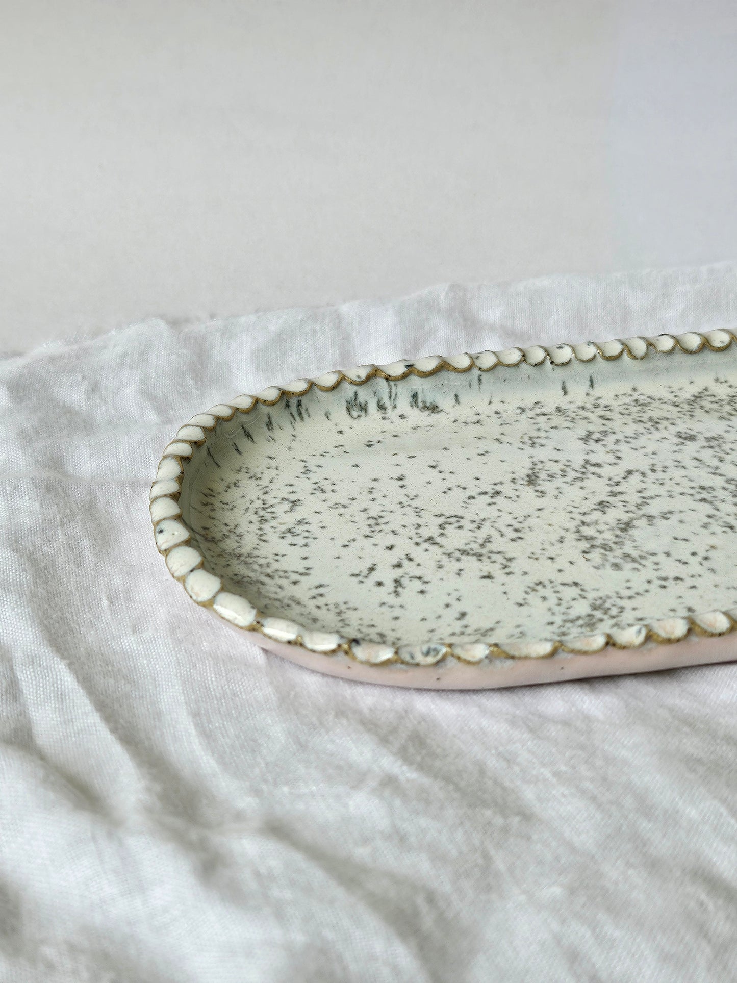 Small White Speckled Platter