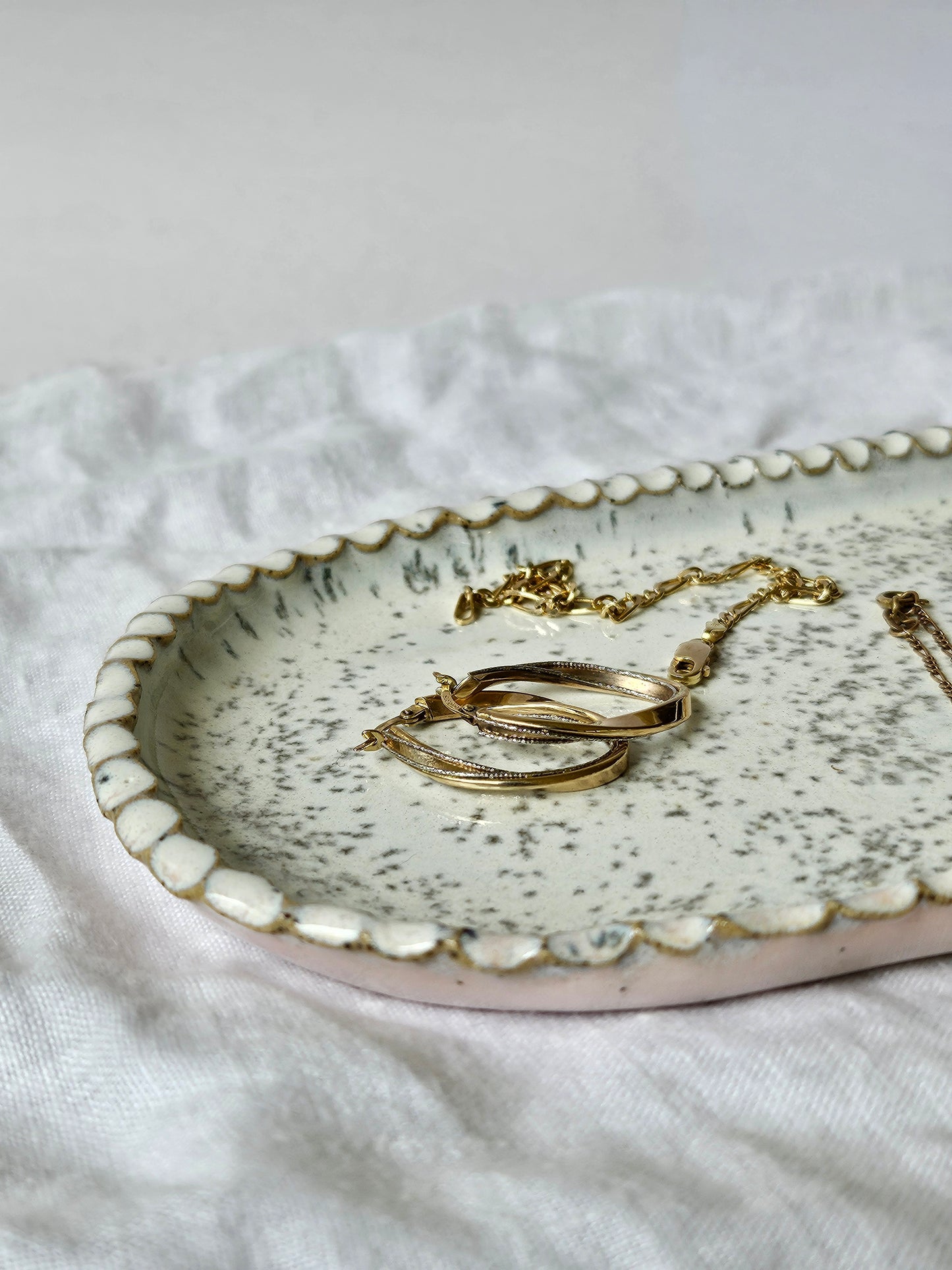 Small White Speckled Platter