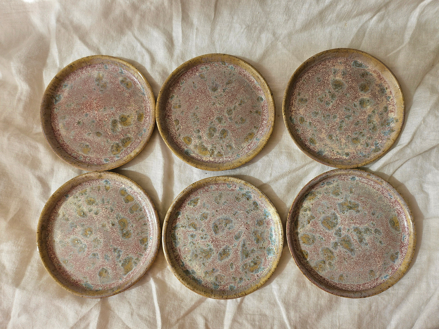 Pink & Jade Speckled Coaster Set of 6